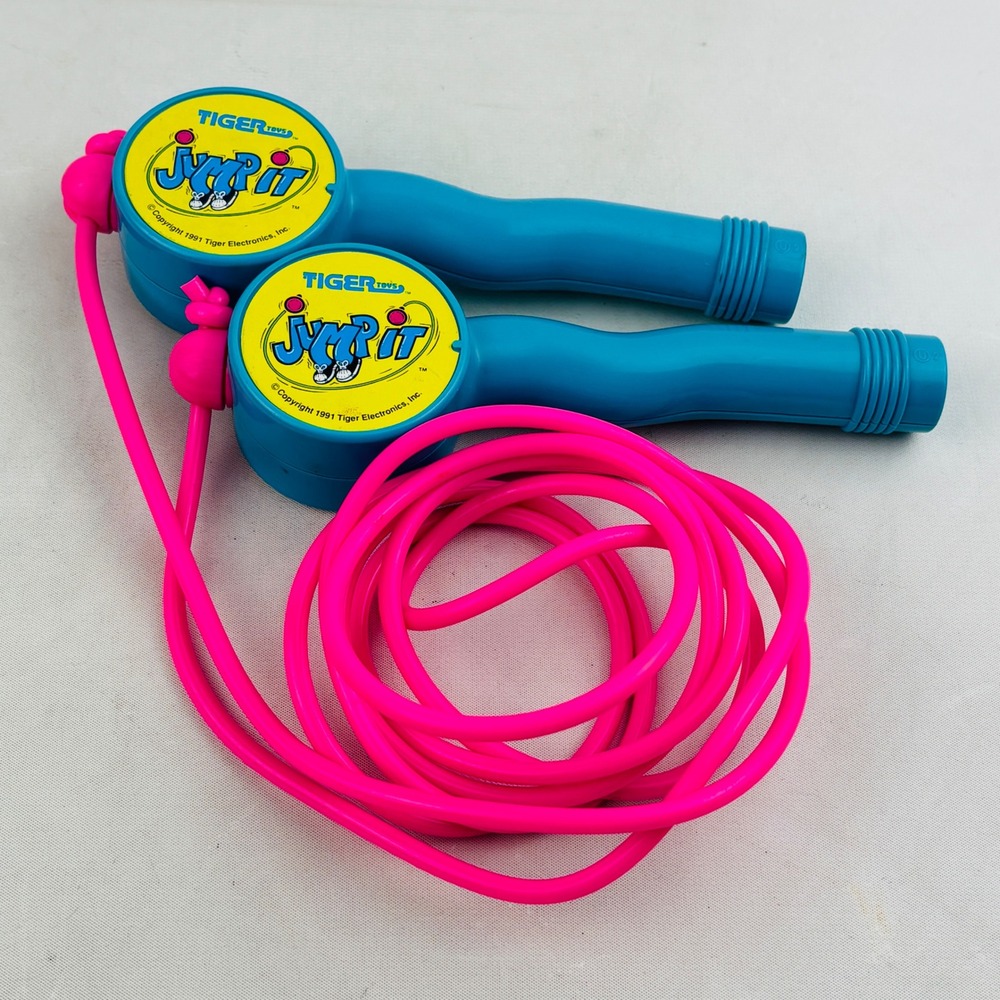 Vintage Jump It‎ Digital Counter Jump Rope 1991 Tiger Toys Blue Pink Clicker